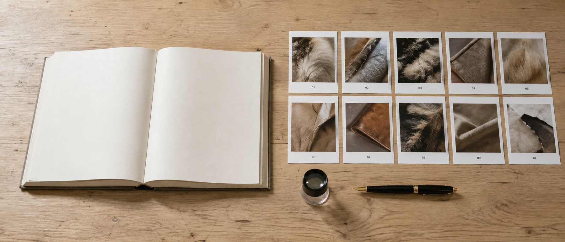 Rapport ouvert et photographies numérotées